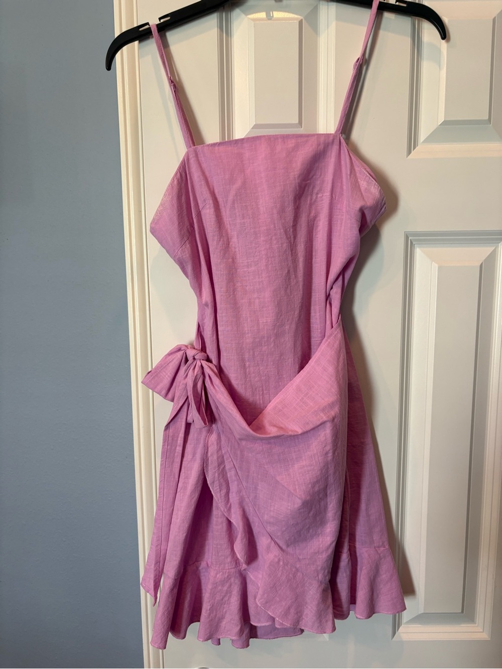 SHEIN Pink Spaghetti Strap Tie-Waist Mini Dress